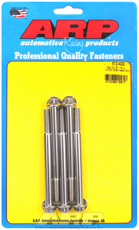 "5/16""-18 x 4.000 12pt SS bolts" (5pcs)