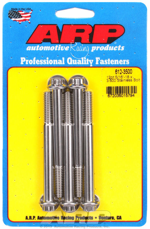 "5/16""-18 x 3.500 12pt SS bolts" (5pcs)