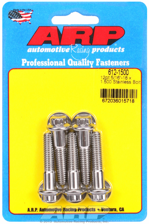 "5/16""-18 x 1.500 12pt SS bolts" (5pcs)