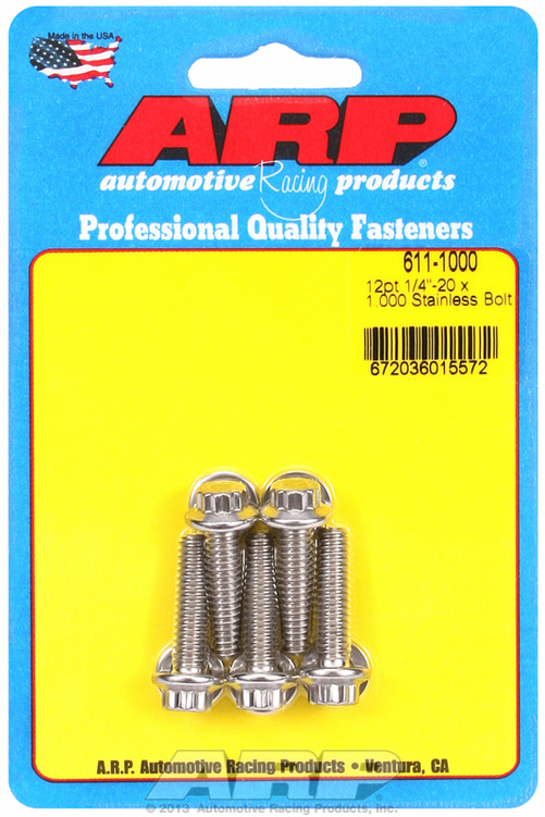 "1/4""-20 x 1.000 12pt SS bolts" (5pcs)