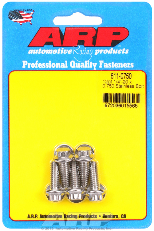 "1/4""-20 x 0.750 12pt SS bolts" (5pcs)