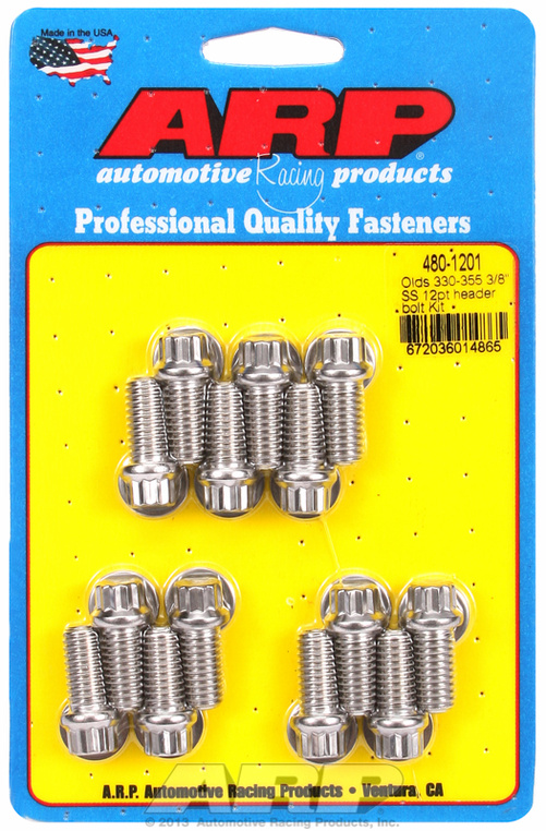 Oldsmobile 330-455 3/8"" SS 12pt header bolt kit"