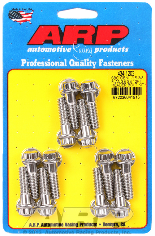 SBC GENIII/LS 3/8 FLANGE SS 12PT HEADER BOLT KIT