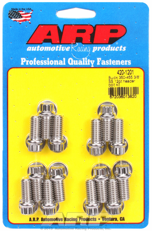 "Buick 350-455 3/8"" SS 12pt header bolt kit"