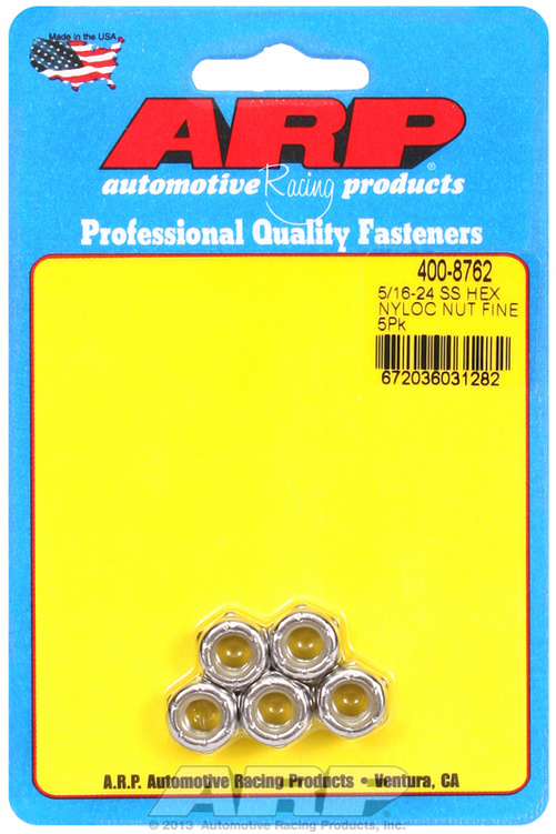 "5/16""-24 SS fine nyloc hex nut kit " (5pcs)