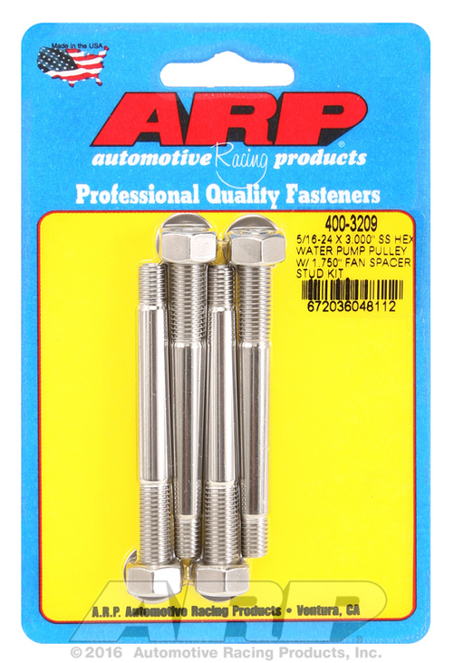 ARP 5/16-24x3.000 SS hex WP pulley w/ 1.750" fan spcr stud