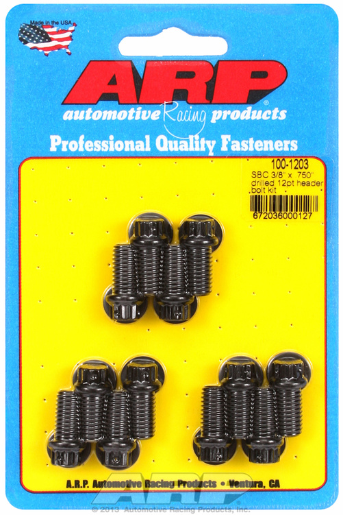 "SB Chevy 3/8 x .750"" drilled 12pt header bolt kit"