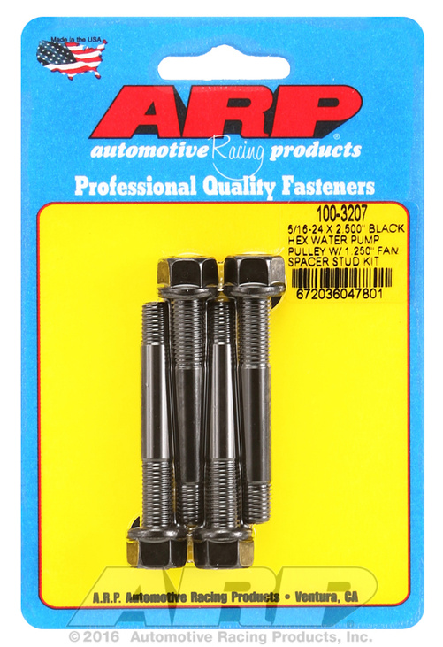 ARP 5/16-24x2.500 black hex WP pulley w/1.250" fan spcr stud