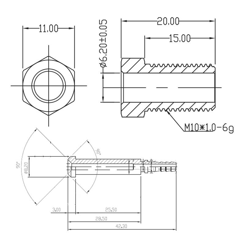 Bremsefitting hann M10x1 (svivel)