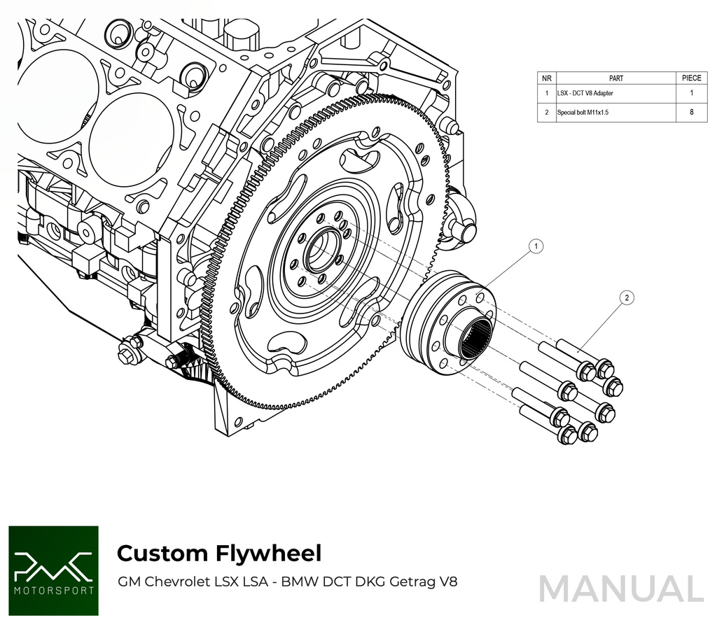 PMC Adaptersett GM Chevrolet LSX - BMW GS7D36SG DCT DKG V8