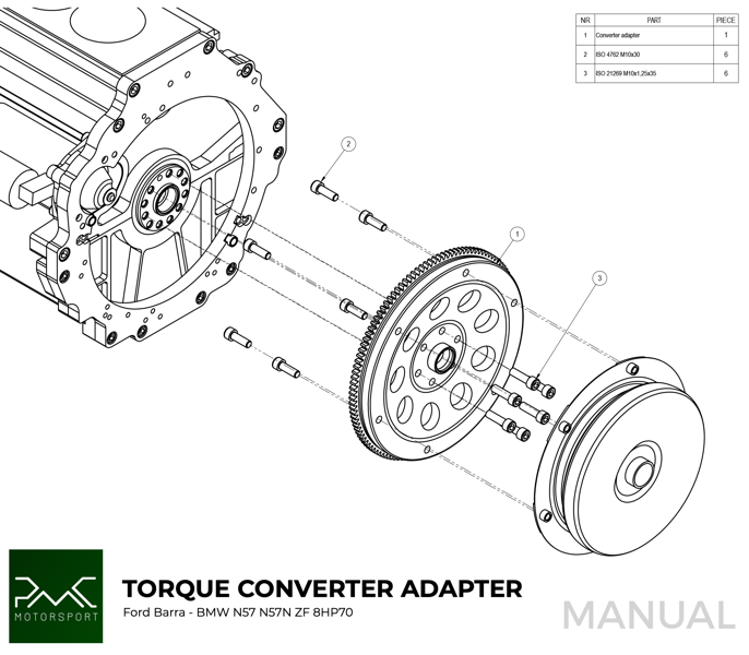 PMC Adaptersett Ford Barra - BMW N57N N57 ZF 8HP70