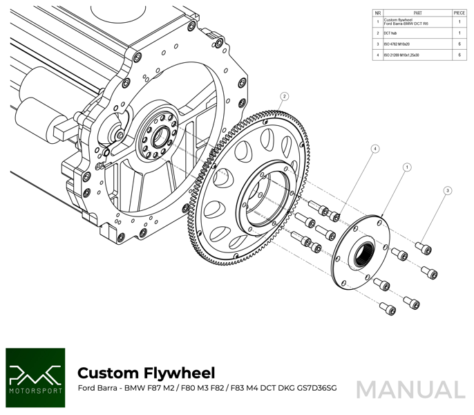 PMC Adaptersett Ford Barra - BMW DCT DKG Getrag GS7D36SG Inline-six