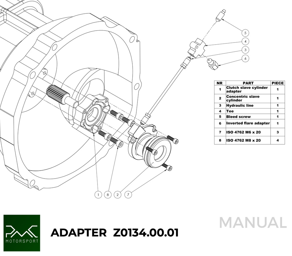 PMC Adaptersett Toyota UZ - Mazda RX-7 FD - 240mm / 9.45"