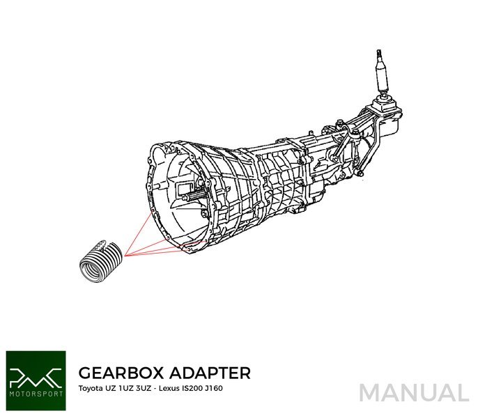 PMC Adaptersett Toyota JZ - Toyota Altezza / Lexus IS200 J160 Aisin AZ6 (first gen.)