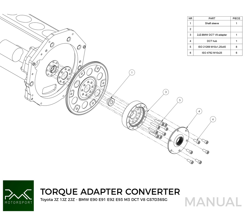 PMC Adaptersett Toyota JZ - BMW DCT DKG Getrag GS7D36SG V8