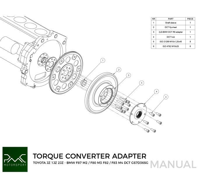 PMC Adaptersett Toyota JZ - BMW DCT DKG Getrag GS7D36SG Inline-six (H)