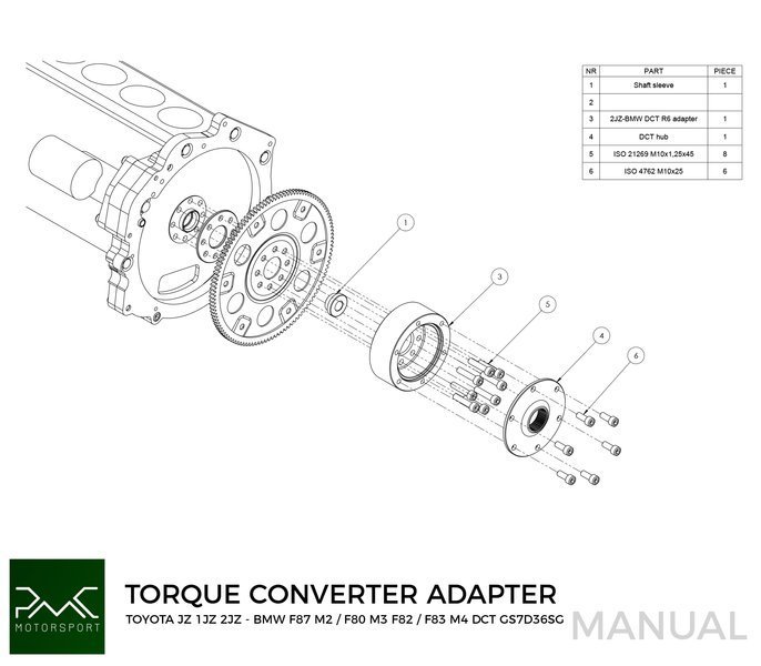 PMC Adaptersett Toyota JZ - BMW DCT DKG Getrag GS7D36SG Inline-six