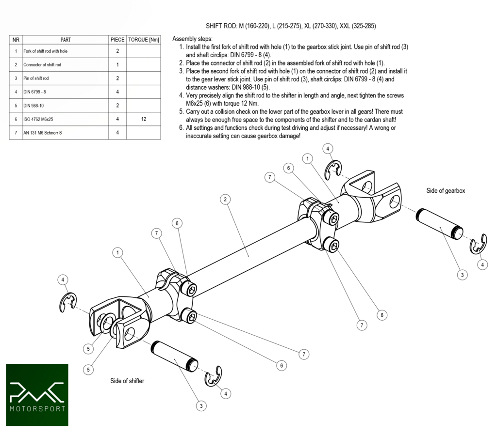 PMC Justerbar girstang BMW (215-275mm)