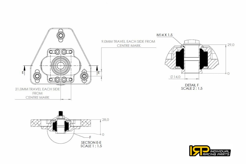 IRP Justerbare camberplater for coilovers BMW E36, E8x, E9x