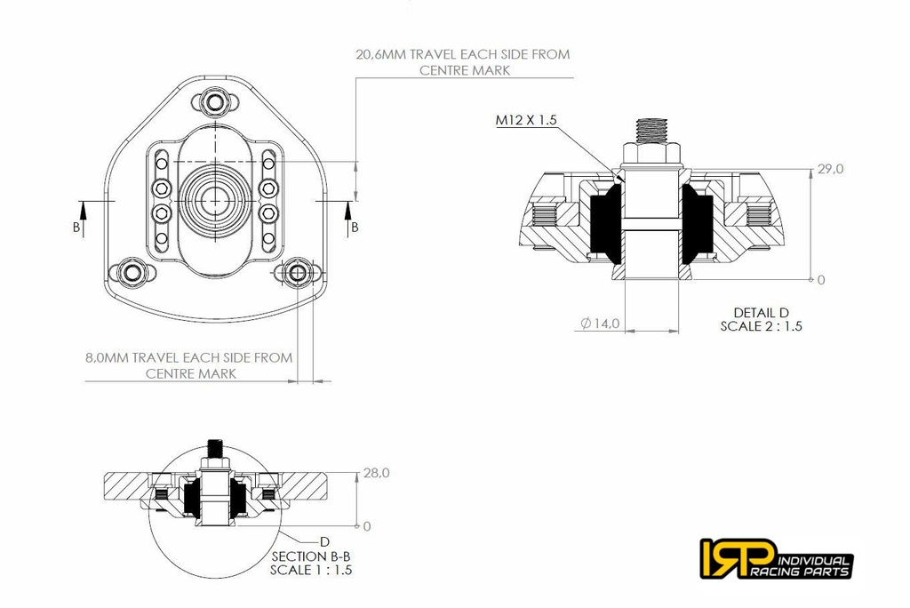 IRP Justerbare camberplater for coilovers BMW E30, E34