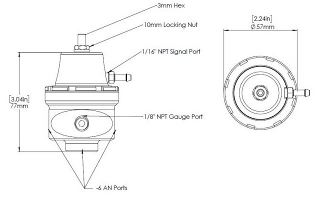 Turbosmart Drivstofftrykkregulator AN6 Blå