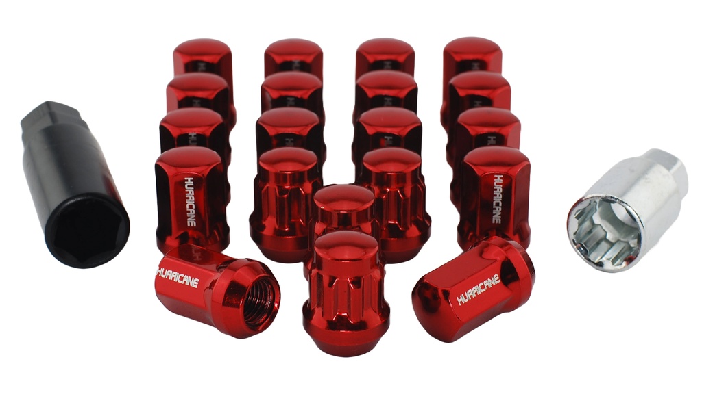 Hjulmuttersett stål rød M12x1,5 (32 mm)