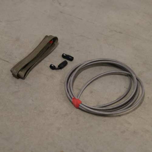 Olje i sett turbo 1 x rett 1 x 90 grader AN4 + varmebeskyttende sokk
