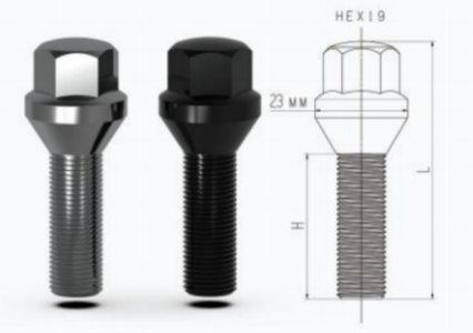 Hjulbolt v2 Sort M12x1,25