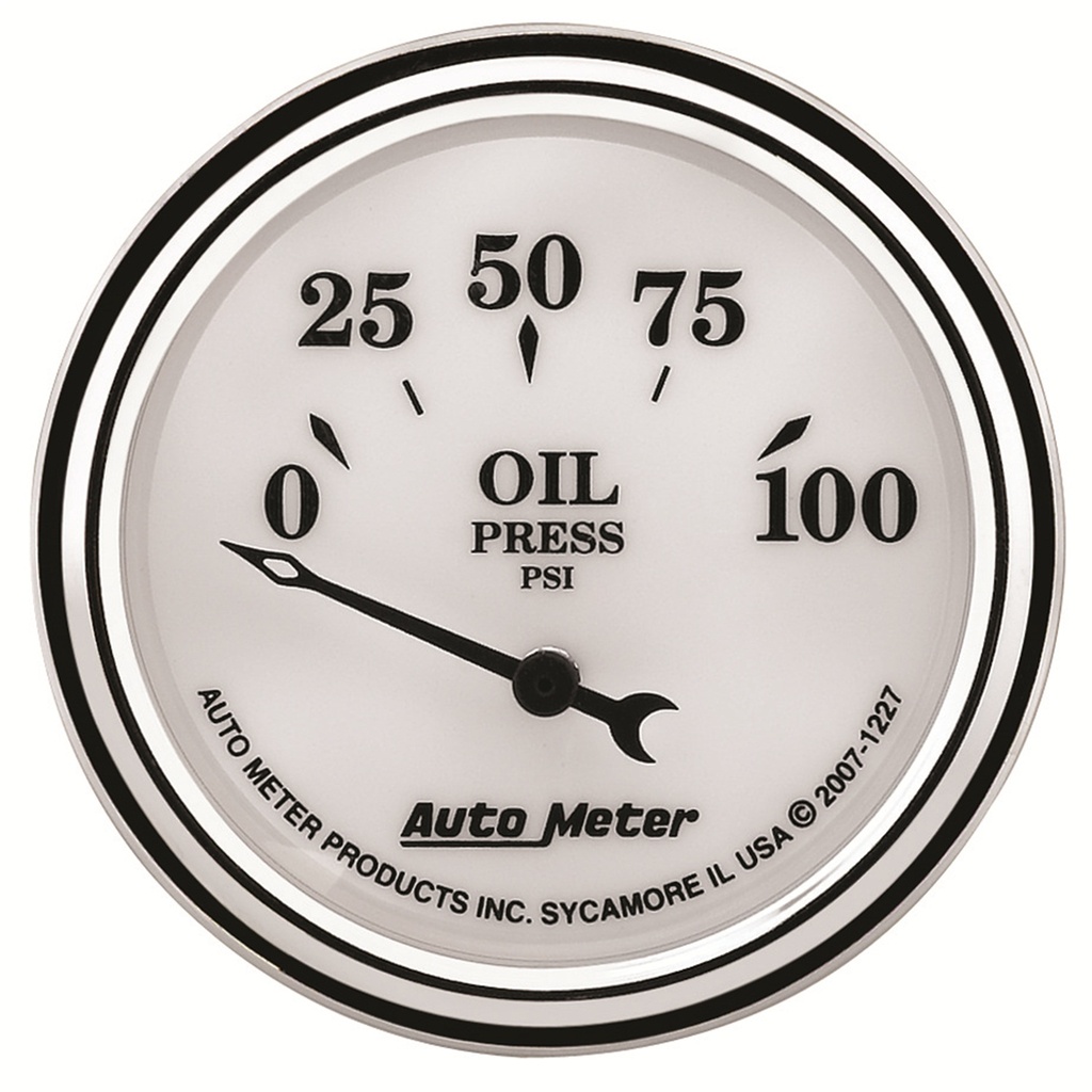 2-1/16" Oljetrykk, 0-100 Psi, Old-Tyme White Ii