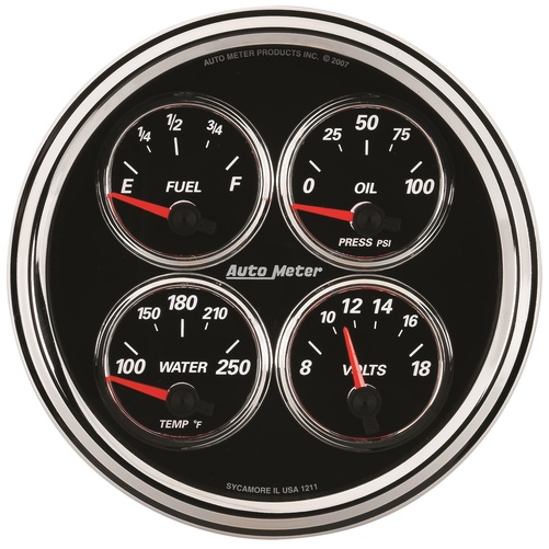 5" Quad Gauge, 100 Psi/100-250 °F/8-18v/240-33 Ω, Designer Black Ii