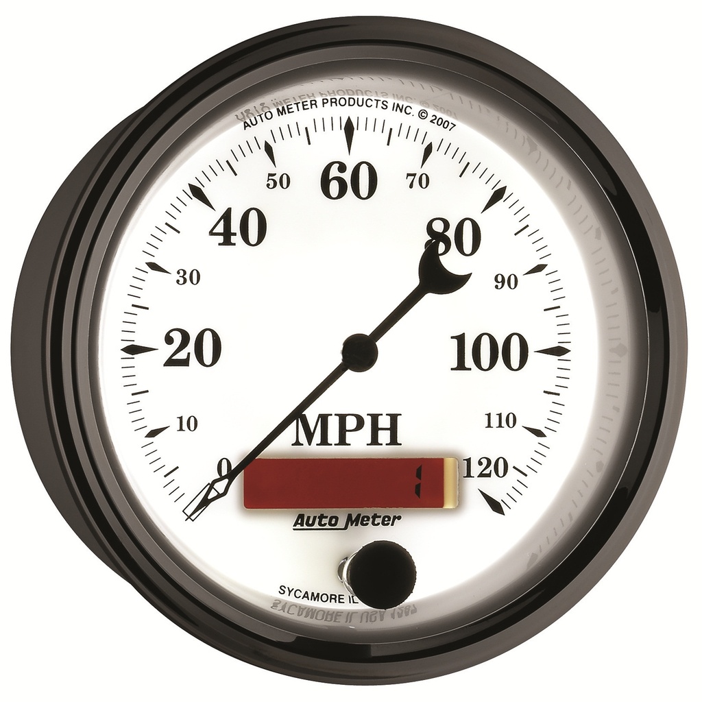 3-3/8" Hastighetsmåler, 0-120 Mph, Old-Tyme White Ii