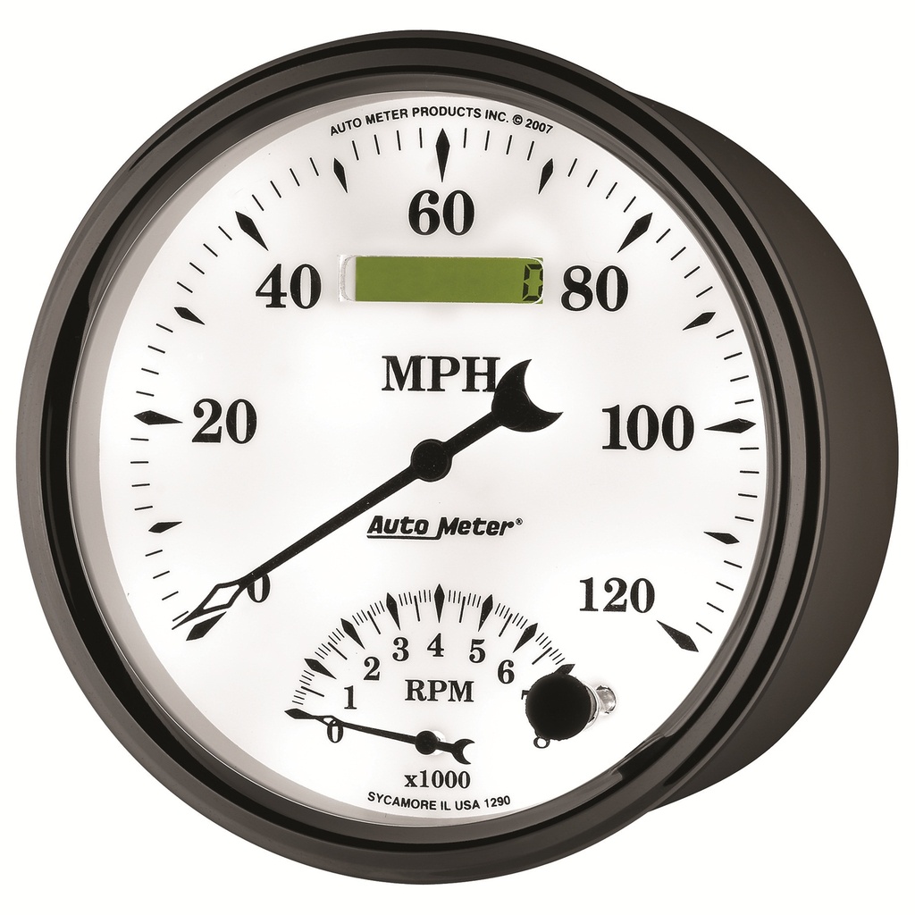 5" Turteller/Speedometer Combo, 8k Rpm/120 Mph, Old-Tyme White Ii