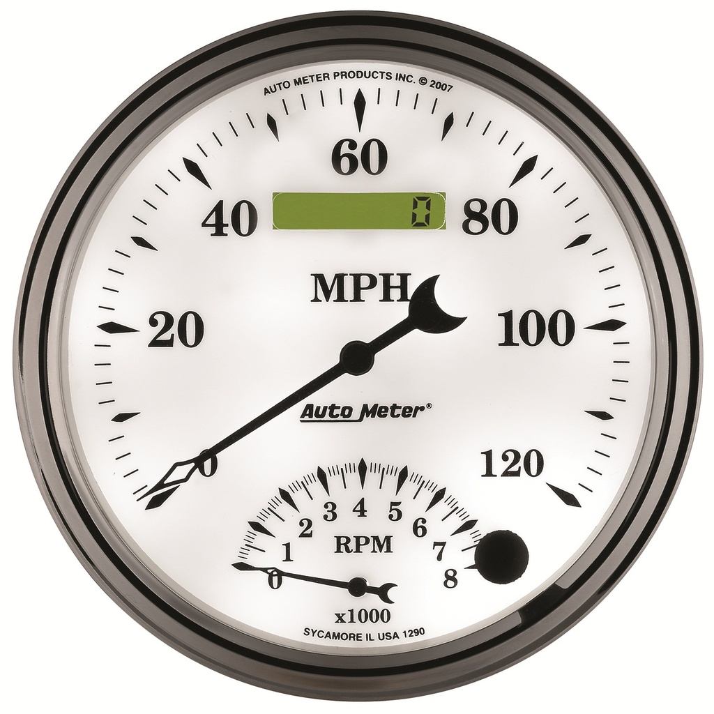 5" Turteller/Speedometer Combo, 8k Rpm/120 Mph, Old-Tyme White Ii