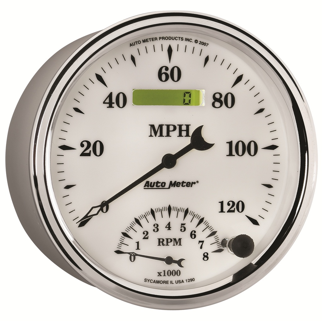 5" Turteller/Speedometer Combo, 8k Rpm/120 Mph, Old-Tyme White Ii