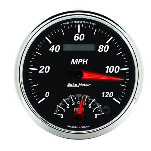 5" Turteller/Speedometer Combo, 8k Rpm/120 Mph, Designer Black Ii