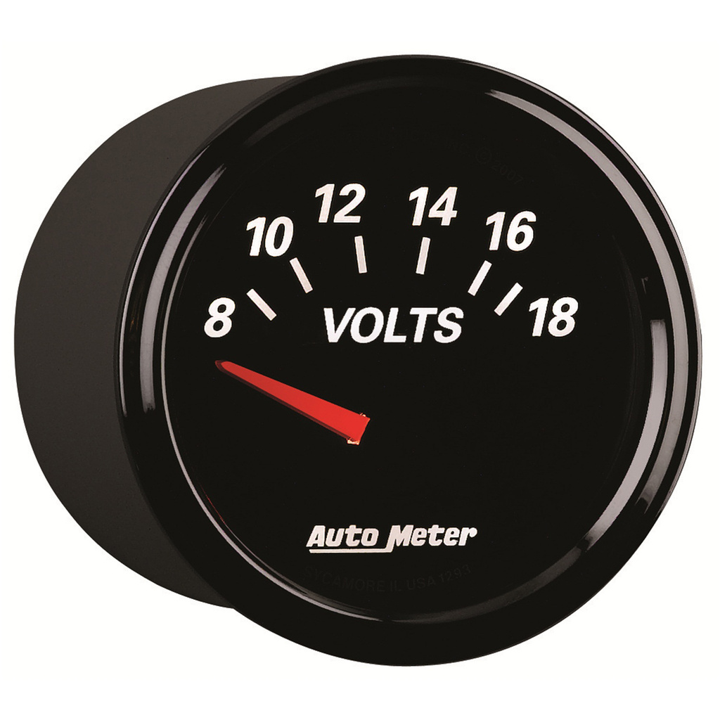 2-1/16" Voltmeter, 8-18v, Designer Black Ii