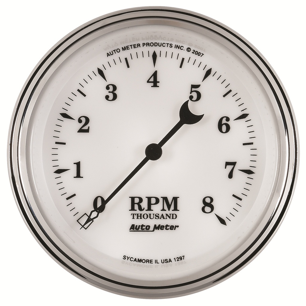 3-3/8" In-Dash Turteller, 0-8,000 Rpm, Old-Tyme White Ii