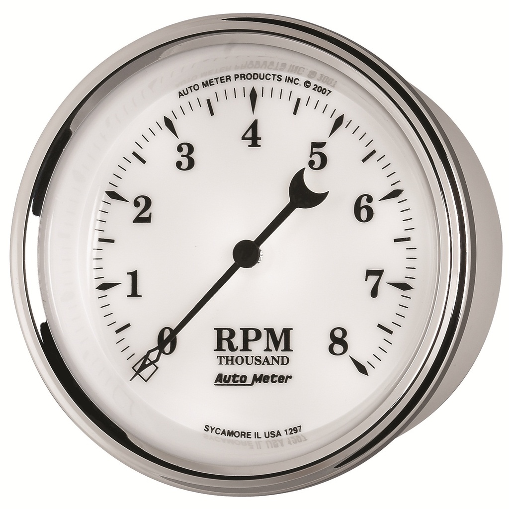 3-3/8" In-Dash Turteller, 0-8,000 Rpm, Old-Tyme White Ii
