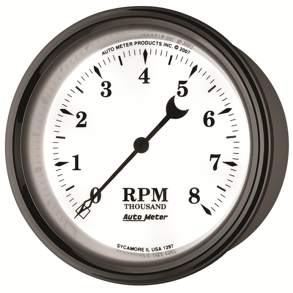 3-3/8" In-Dash Turteller, 0-8,000 Rpm, Old-Tyme White Ii