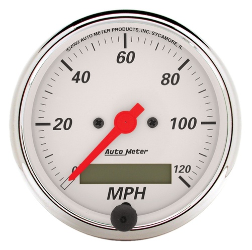 3-1/8" Hastighetsmåler, 0-120 Mph, Arctic White