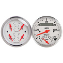 2 stk. Målesett, 3-3/8" Quad & Tach/Speedo, 240-33 Ω, Arctic White