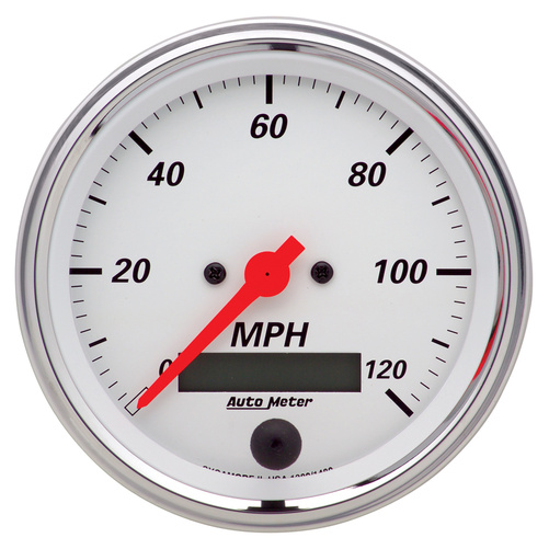 3-3/8" Hastighetsmåler, 0-120 Mph, Arctic White
