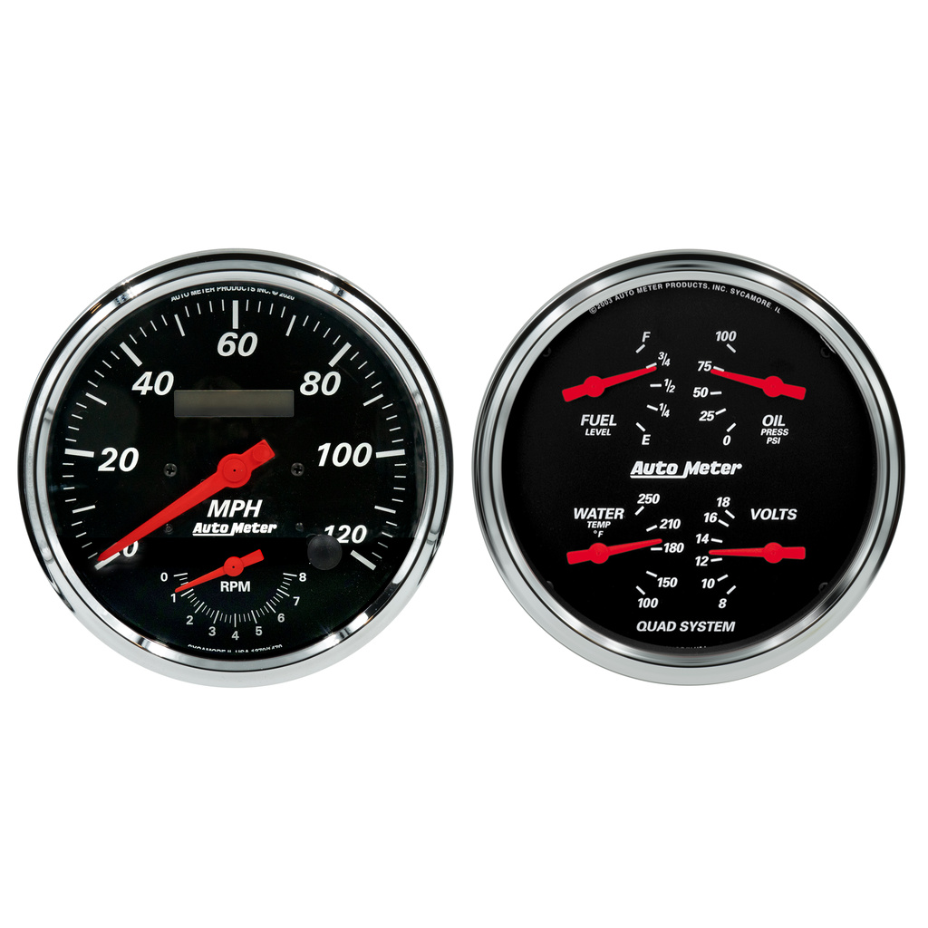 2 stk. Målesett, 5" Quad & Tach/Speedo, 240-33 Ω, Designer Black