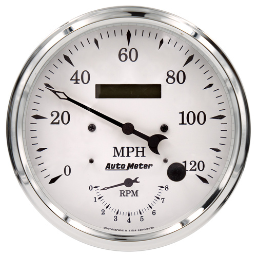 5" Turteller/Speedometer Combo, 8k Rpm/120 Mph, Old Tyme White