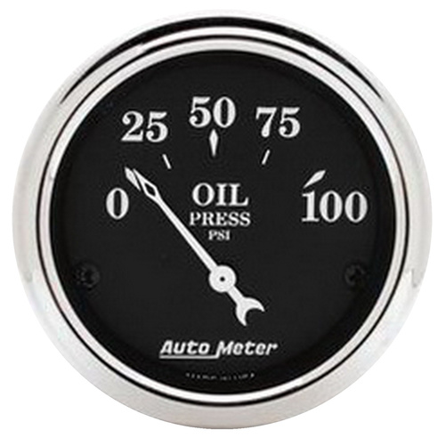 2-1/16" Oljetrykk, 0-100 Psi, Old Tyme Black