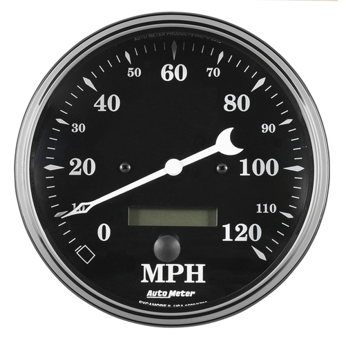 5" Hastighetsmåler, 0-120 Mph, Elec. Prog. W/ Lcd Odo, Old Tyme Black