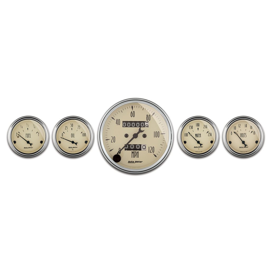 5 stk. Målesett, 3-1/8" & 2-1/16", Mech. Hastighetsmåler, Antique Beige