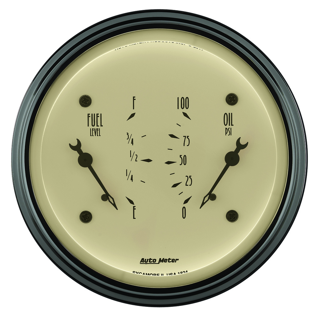 3-3/8" Dual Gauge, 100 Psi/0-90 Ω, Antique Beige