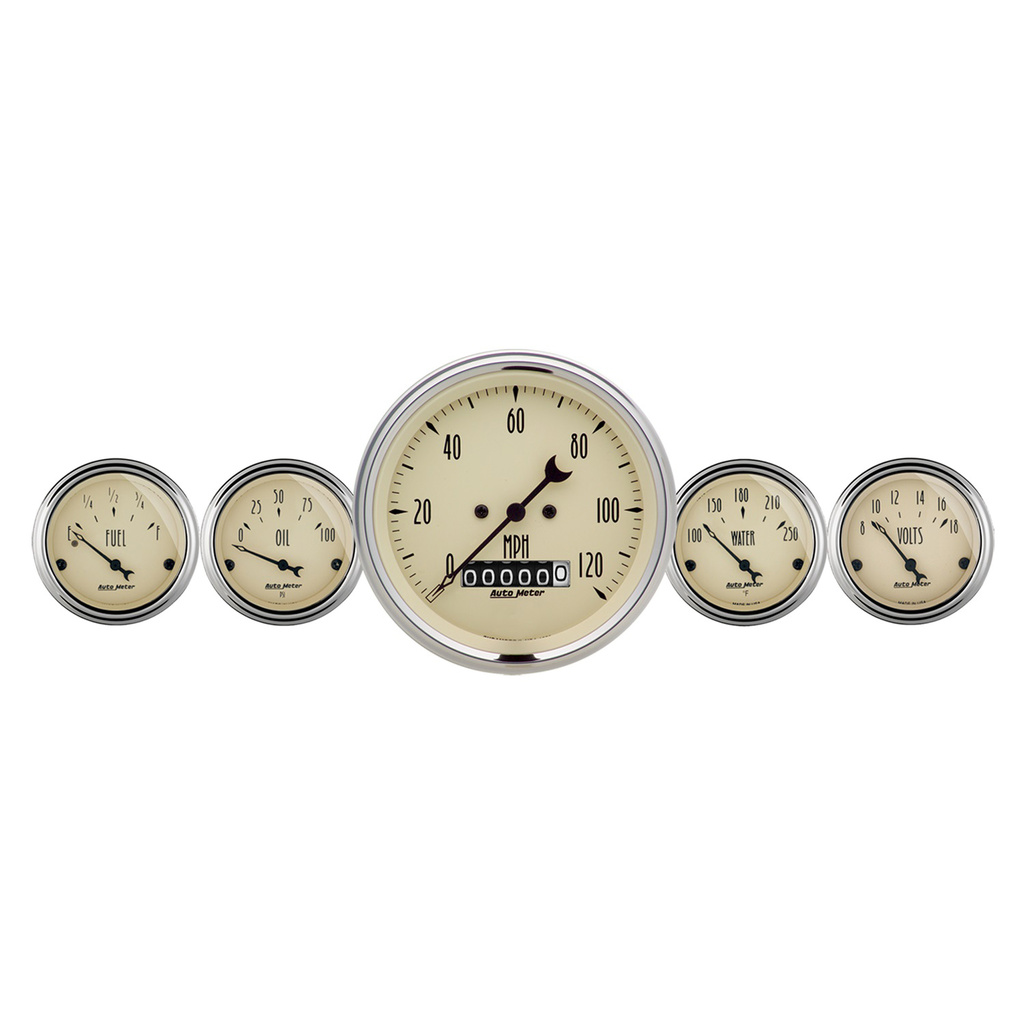 5 stk. Målesett, 3-3/8" & 2-1/16", Elec. Hastighetsmåler, Antique Beige