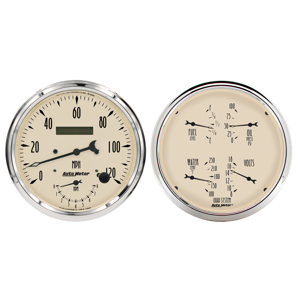 2 stk. Målesett, 5" Quad & Tach/Speedo, 240-33 Ω, Antique Beige